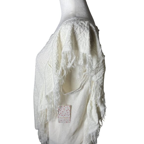 NEW Free People M Ivory Textured Fringe Knit Tank Top Sweater Boho Chic Design - Picture 4 of 15